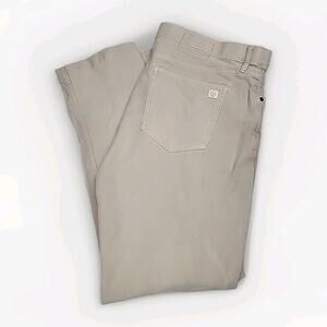 Marine Layer Mens Flex Terry Slim Straight Pant Khaki 5 Pocket Size 38x32